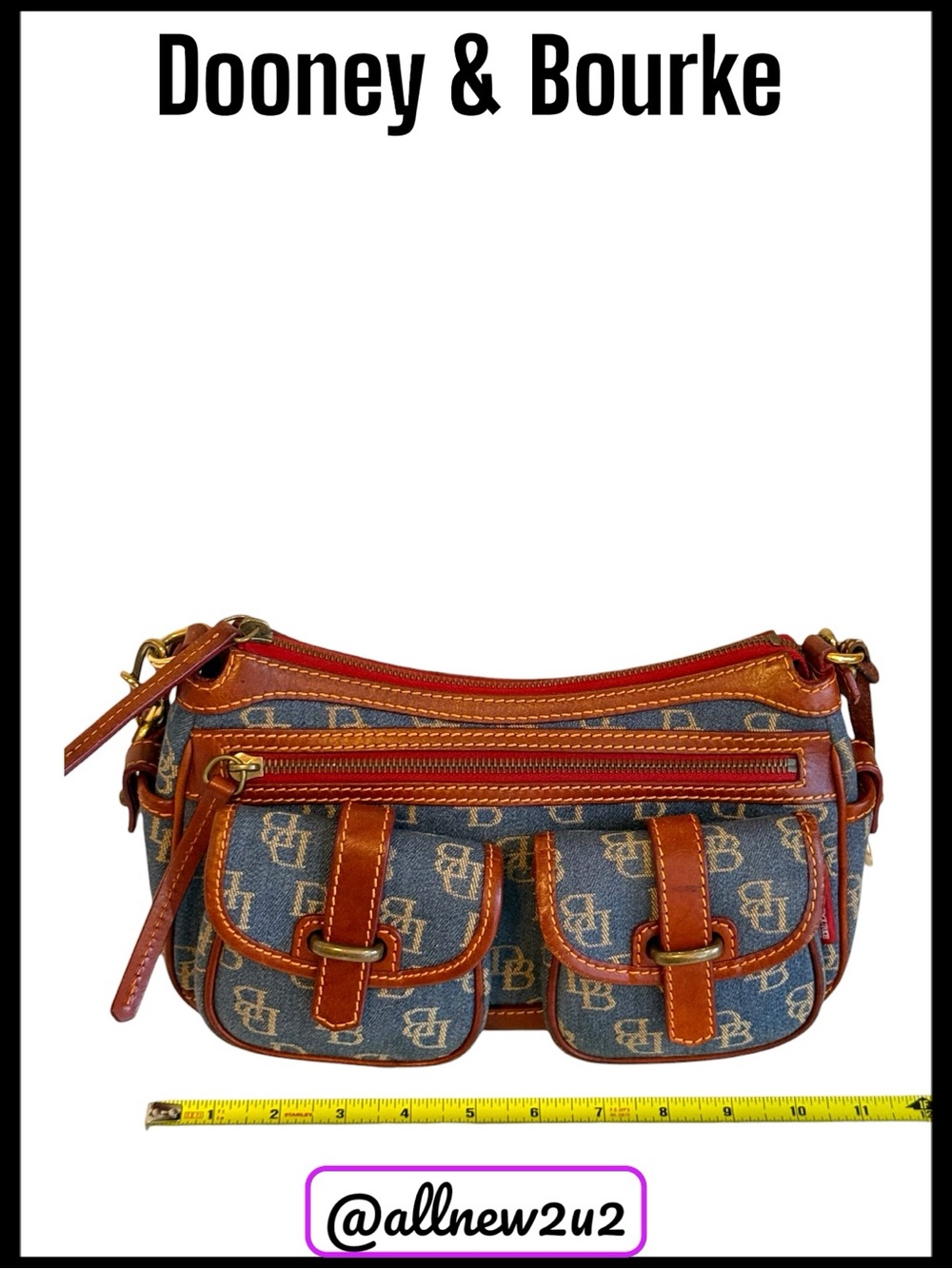 Reserved Dooney & Bourke Vintage Denim Monogram Hobo Baguette Bag - Picture 14 of 14